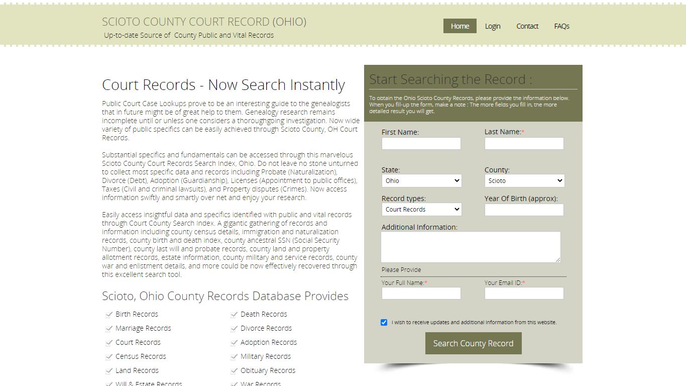 Scioto County, Ohio Public Court Records Index
